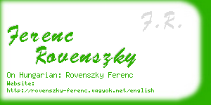 ferenc rovenszky business card